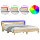 vidaXL sonoma tölgy színű ágykeret fejtámlával és LED-del 180 x 200 cm