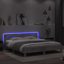 vidaXL betonszürke ágykeret fejtámlával és LED-del 180 x 200 cm