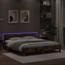 vidaXL füstös tölgy színű ágykeret fejtámlával és LED-del 180 x 200 cm