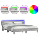 vidaXL szürke sonoma színű ágykeret fejtámlával és LED-del 180x200 cm