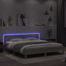 vidaXL szürke sonoma színű ágykeret fejtámlával és LED-del 180x200 cm