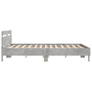 vidaXL betonszürke ágykeret fejtámlával és LED-del 160 x 200 cm
