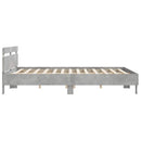 vidaXL betonszürke ágykeret fejtámlával és LED-del 160 x 200 cm