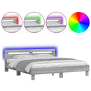 vidaXL szürke sonoma színű ágykeret fejtámlával és LED-del 160x200 cm