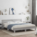 vidaXL szürke sonoma színű ágykeret fejtámlával és LED-del 160x200 cm