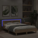 vidaXL sonoma tölgy színű ágykeret fejtámlával és LED-del 150x200 cm