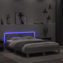 vidaXL szürke sonoma színű ágykeret fejtámlával és LED-del 150x200 cm