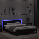 vidaXL fekete ágykeret fejtámlával és LED-del 140 x 200 cm