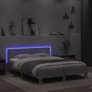 vidaXL betonszürke ágykeret fejtámlával és LED-del 140x200 cm
