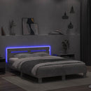vidaXL betonszürke ágykeret fejtámlával és LED-del 140x200 cm