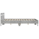 vidaXL betonszürke ágykeret fejtámlával és LED-del 140x200 cm
