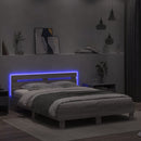 vidaXL szürke sonoma színű ágykeret fejtámlával és LED-del 140x200 cm