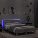 vidaXL betonszürke ágykeret fejtámlával és LED-del 120x200 cm