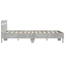 vidaXL betonszürke ágykeret fejtámlával és LED-del 120x200 cm