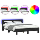 vidaXL fekete ágykeret fejtámlával és LED-del 140 x 190 cm