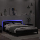 vidaXL fekete ágykeret fejtámlával és LED-del 140 x 190 cm