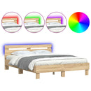 vidaXL sonoma tölgy színű ágykeret fejtámlával és LED-del 140x190 cm