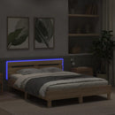vidaXL sonoma tölgy színű ágykeret fejtámlával és LED-del 140x190 cm