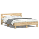 vidaXL sonoma tölgy színű ágykeret fejtámlával és LED-del 140x190 cm