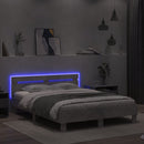 vidaXL betonszürke ágykeret fejtámlával és LED-del 140x190 cm