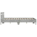 vidaXL betonszürke ágykeret fejtámlával és LED-del 140x190 cm