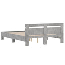 vidaXL betonszürke ágykeret fejtámlával és LED-del 140x190 cm