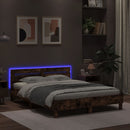 vidaXL barna tölgy színű ágykeret fejtámlával és LED-del 140x190 cm