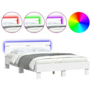 vidaXL fehér ágykeret fejtámlával és LED-del 135 x 190 cm