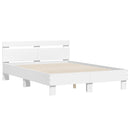vidaXL fehér ágykeret fejtámlával és LED-del 135 x 190 cm