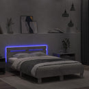 vidaXL betonszürke ágykeret fejtámlával és LED-del 135x190 cm