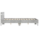 vidaXL betonszürke ágykeret fejtámlával és LED-del 135x190 cm