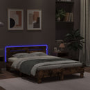 vidaXL füstös tölgy színű ágykeret fejtámlával és LED-del 135x190 cm