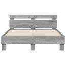 vidaXL szürke sonoma színű ágykeret fejtámlával és LED-del 135x190 cm