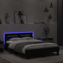 vidaXL fekete ágykeret fejtámlával és LED-del 120 x 190 cm