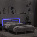 vidaXL betonszürke ágykeret fejtámlával és LED-del 120x190 cm