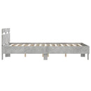 vidaXL betonszürke ágykeret fejtámlával és LED-del 120x190 cm