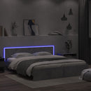 vidaXL betonszürke ágykeret fejtámlával és LED-del 200 x 200 cm