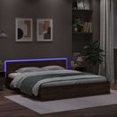 vidaXL barna tölgy ágykeret fejtámlával és LED-del 200 x 200 cm