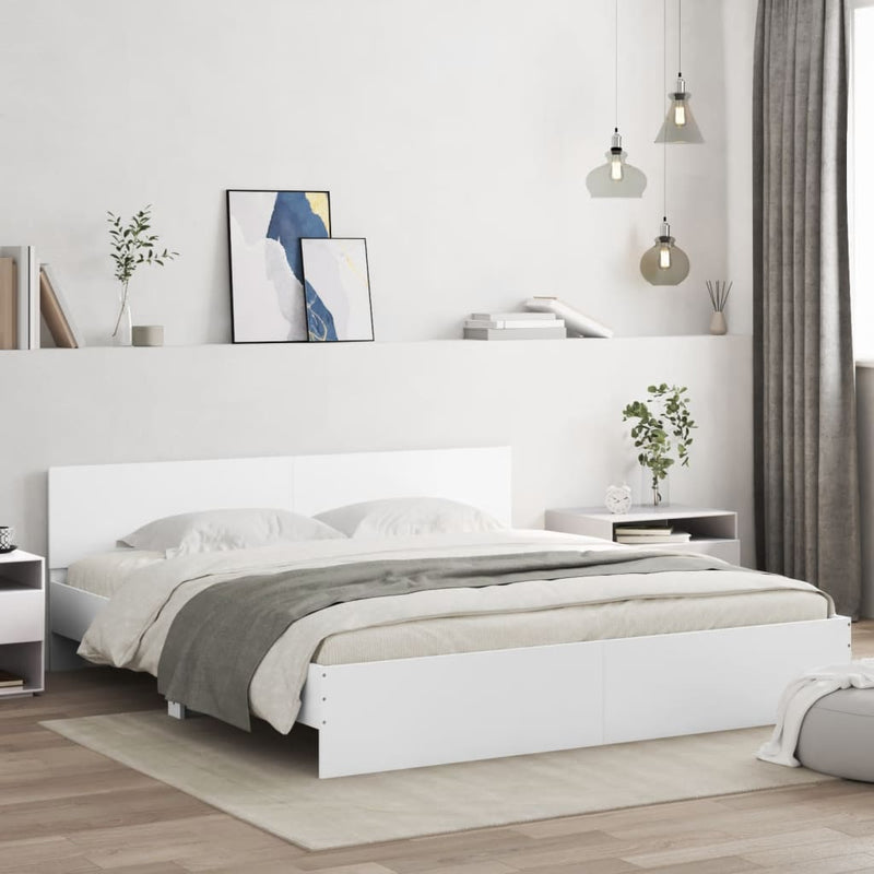 vidaXL fehér ágykeret fejtámlával és LED-del 180 x 200 cm