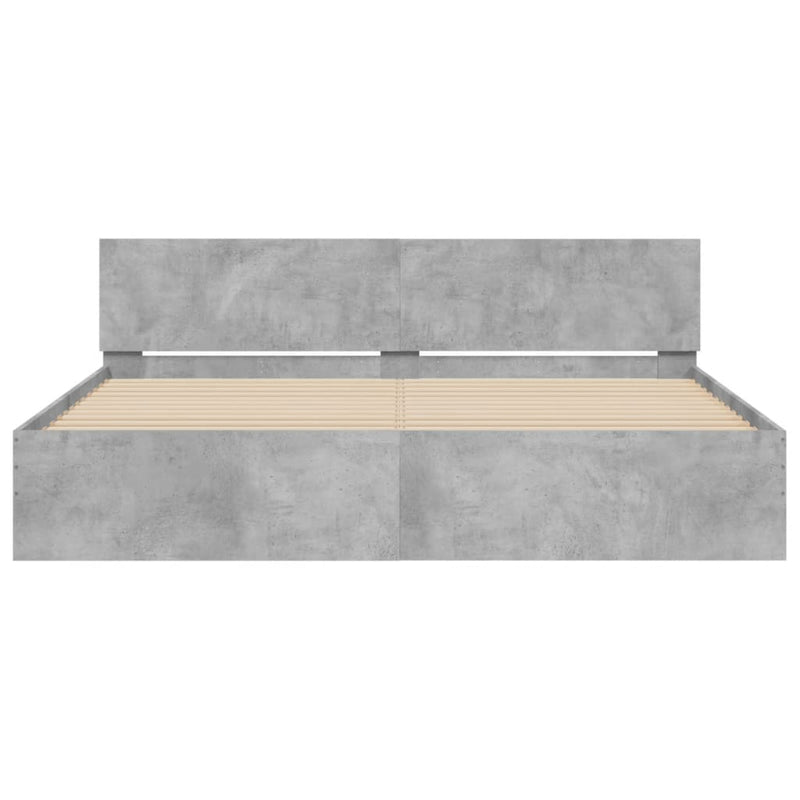 vidaXL betonszürke ágykeret fejtámlával és LED-del 180 x 200 cm