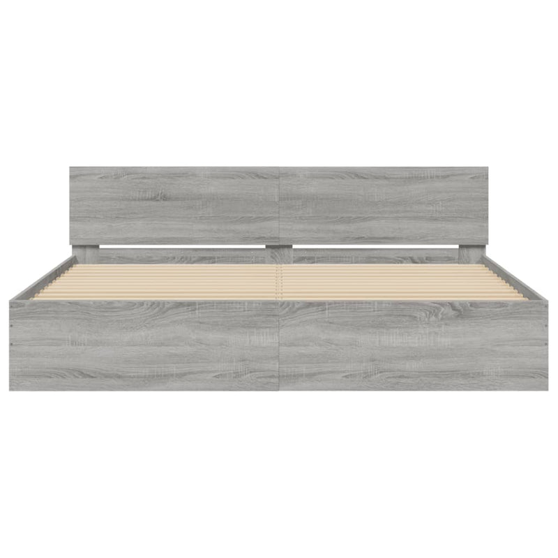 vidaXL szürke sonoma színű ágykeret fejtámlával és LED-del 180x200 cm