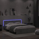 vidaXL betonszürke ágykeret fejtámlával és LED-del 160 x 200 cm