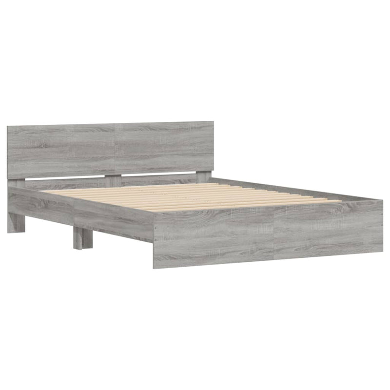 vidaXL szürke sonoma színű ágykeret fejtámlával és LED-del 160x200 cm