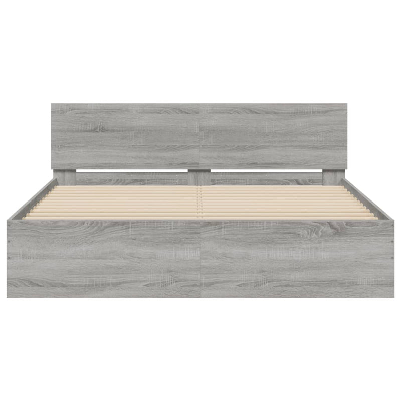 vidaXL szürke sonoma színű ágykeret fejtámlával és LED-del 160x200 cm