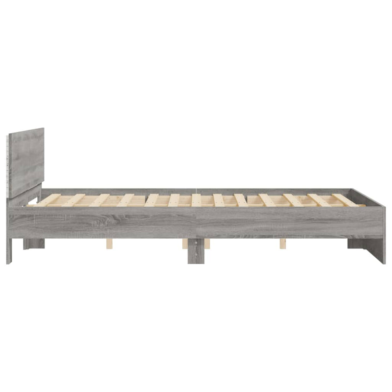 vidaXL szürke sonoma színű ágykeret fejtámlával és LED-del 160x200 cm