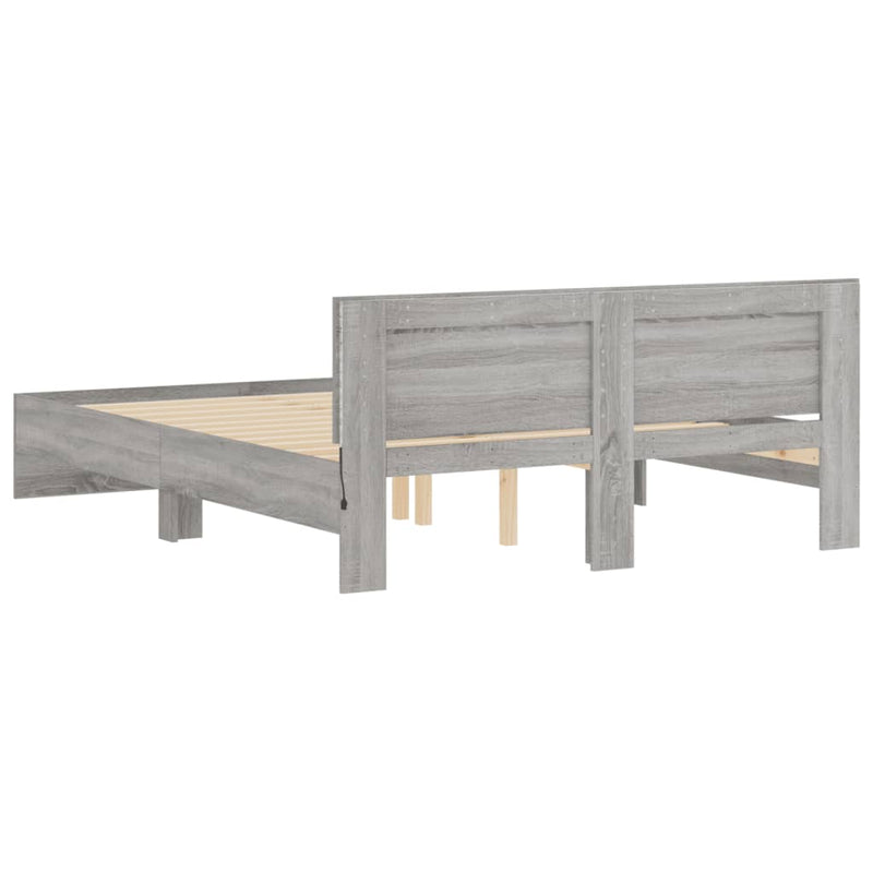 vidaXL szürke sonoma színű ágykeret fejtámlával és LED-del 160x200 cm