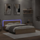 vidaXL sonoma tölgy színű ágykeret fejtámlával és LED-del 150x200 cm