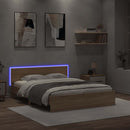 vidaXL sonoma tölgy színű ágykeret fejtámlával és LED-del 150x200 cm