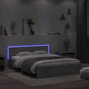 vidaXL betonszürke ágykeret fejtámlával és LED-del 150x200 cm