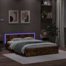 vidaXL füstös tölgy színű ágykeret fejtámlával és LED-del 150x200 cm
